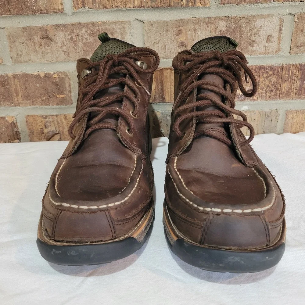 LL Bean Mens 10 Brown Leather Moc Toe Chukka Boots